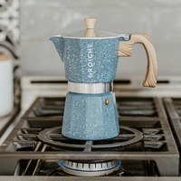 Stovetop Espresso Coffee Maker- Milano Stone - Indigo Blue- 3 cup