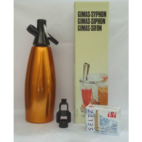 NEW – Bronze GIMAS® SODA SYPHON – Made in Italy – with 10 Free Bulbs 